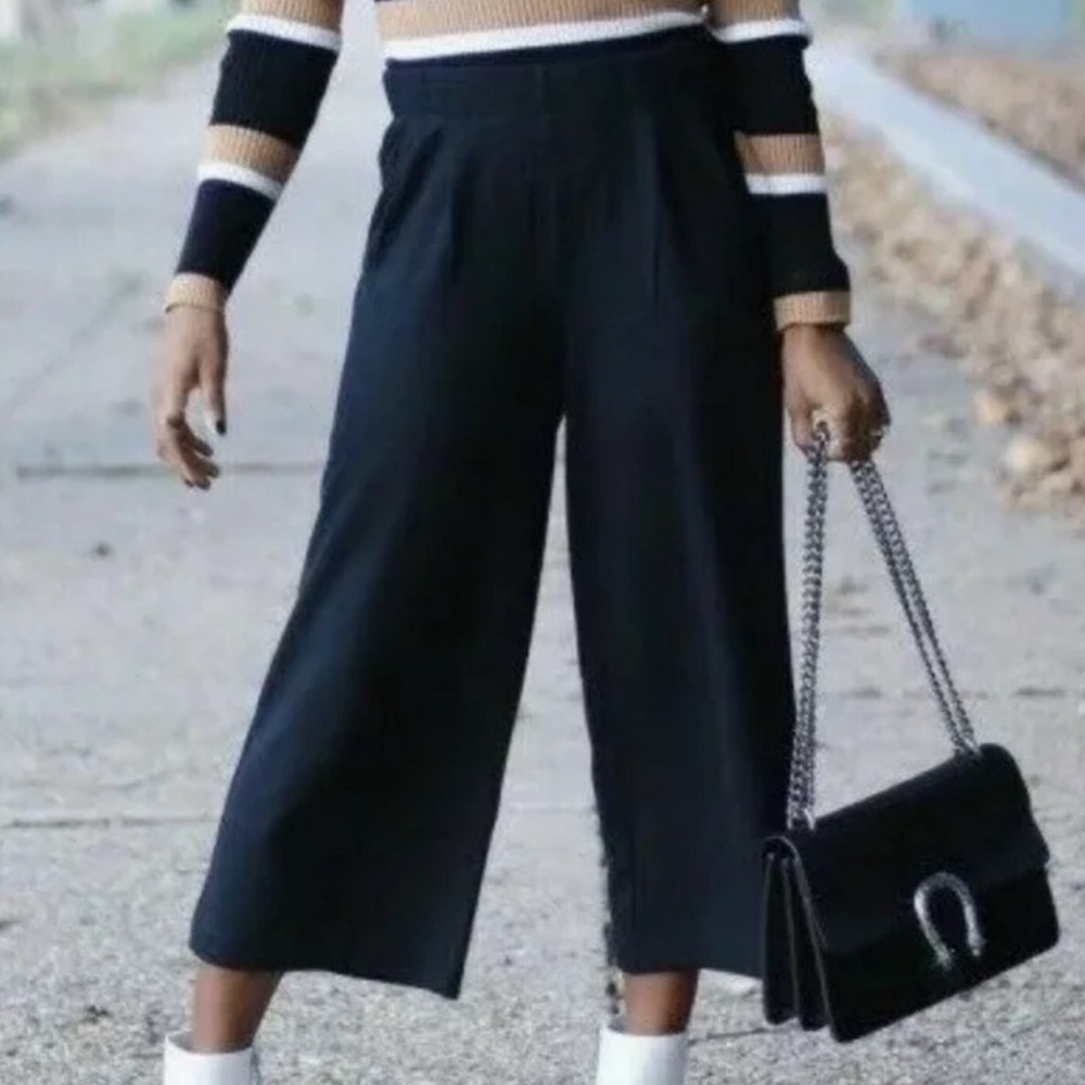 J. Jill Black Cropped Wide-Leg Pants